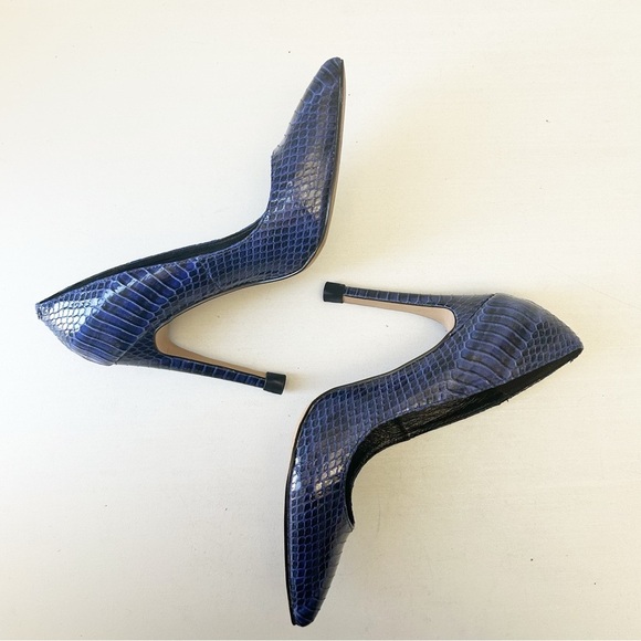 Aldo Blue Leather Snakeskin Pattern High Heels Pointed Toe Stilettos Size 7.5 - Picture 15 of 16
